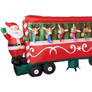 Gemmy Santa with Reindeer in Cable Car Inflatable